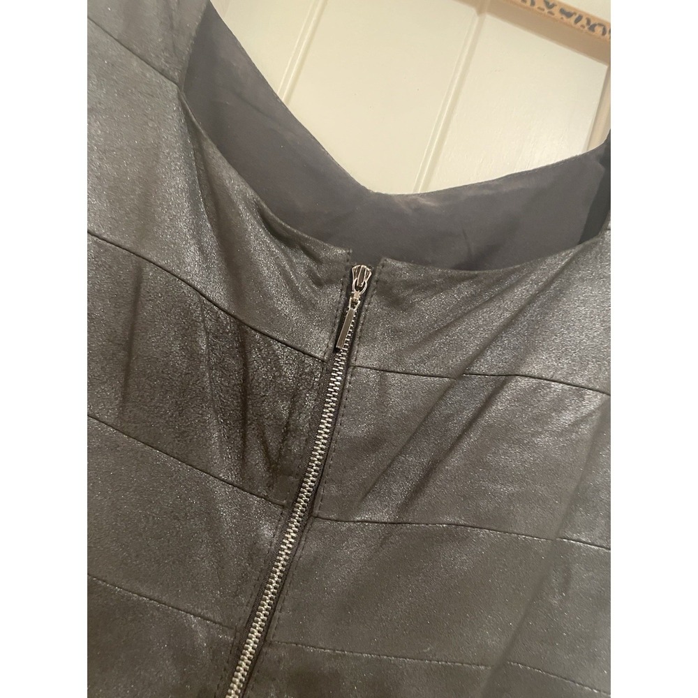 Vakko Black Lamb Leather Dress Womens Size 8 Bodycon LBD Vintage - Picture 6 of 10